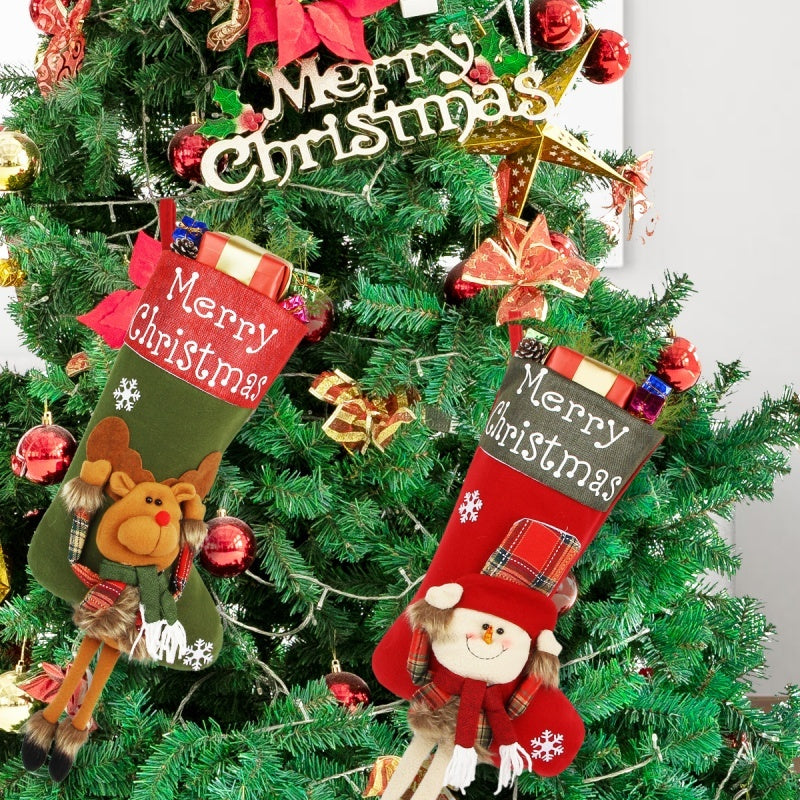 2024 Christmas Big Stockings 3D Plush Decor