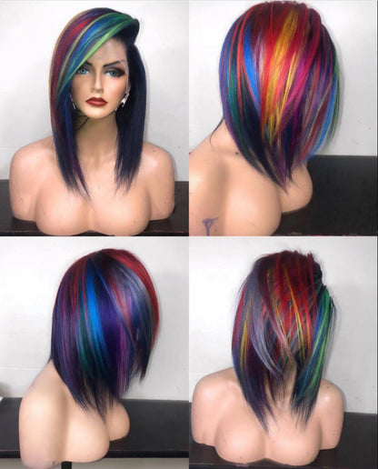 Mixed Color Cosplay High Temp Silk Rose Mesh Wig