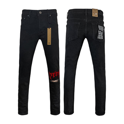 Straight Ripped Stretch Casual Men's Jeans