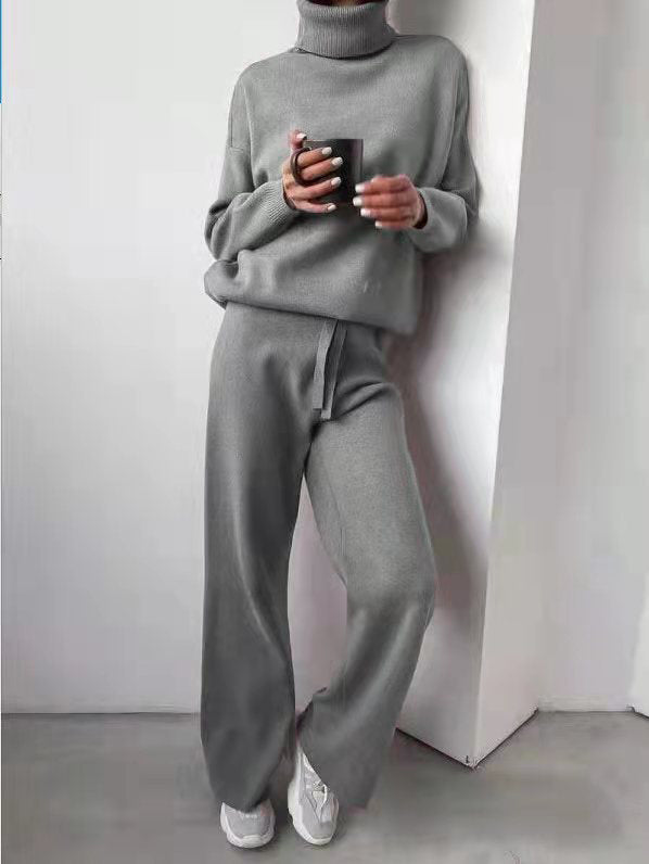 Casual Women Turtleneck Sweater Drawstring Pants