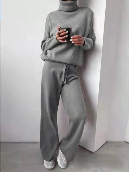 Casual Women Turtleneck Sweater Drawstring Pants