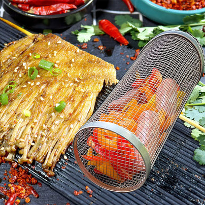Portable Metal BBQ Grilling Basket for Outdoor Camping