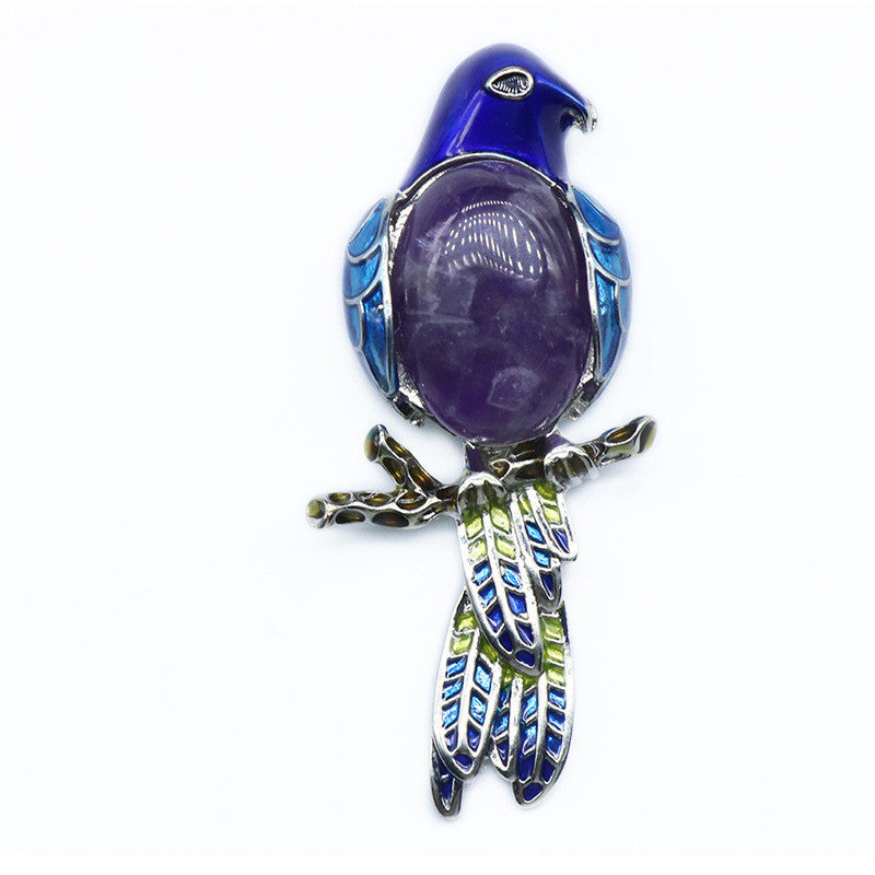 Gemstone Inlaid Brooch Pendant