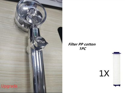 New Turbo Propeller Shower Head Water Saving High Preassure Flow 360 Degrees With Fan Extension Showerhead Rainfall With Holder