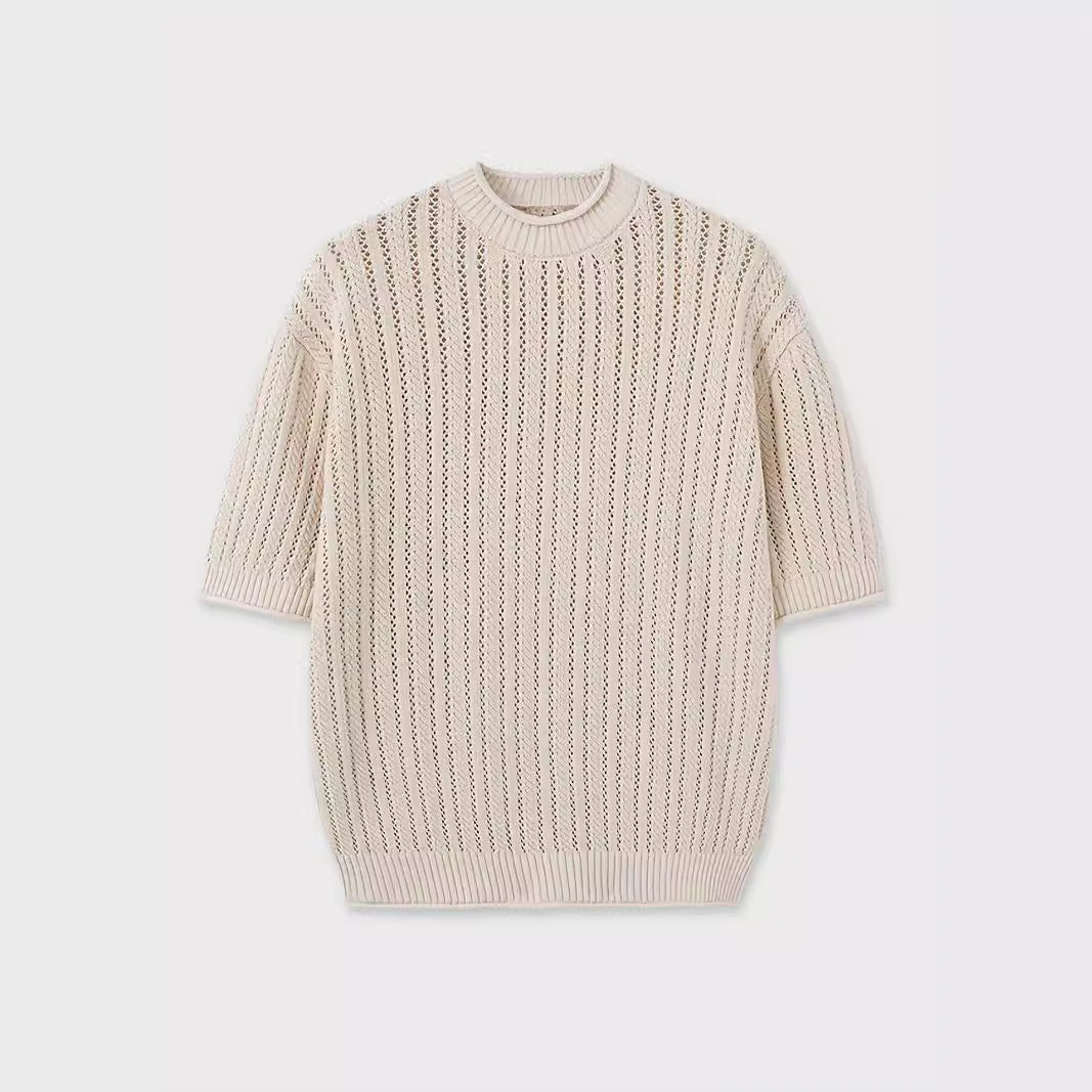 Unisex Niche Design Hollow Knitwear T-shirt