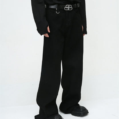 American High Street Simple Wind Black Loose Casual Jeans