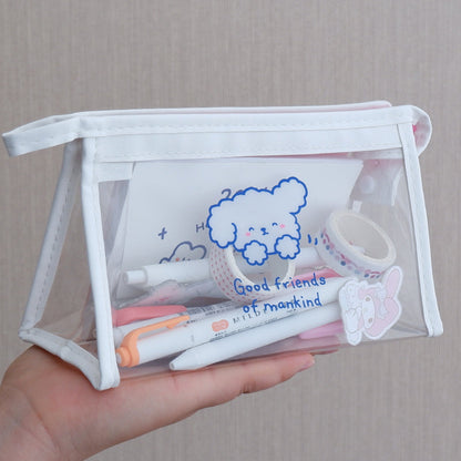 Japanese-Inspired Transparent Pencil Case for Girls