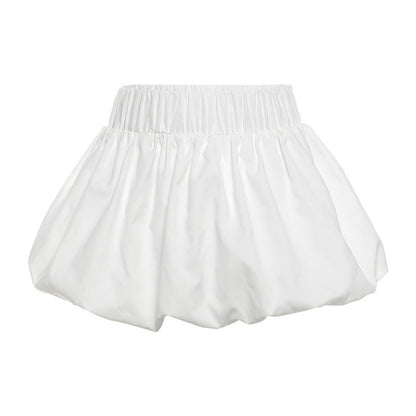 Pure Color All-matching Puffy High Waist Ultra Short Skirt