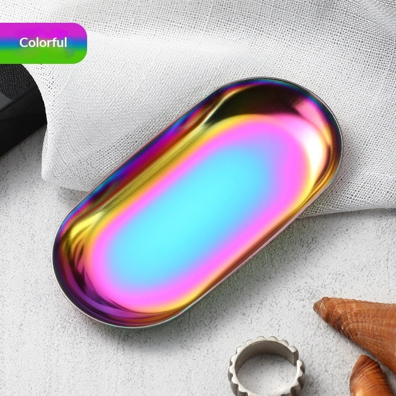 High-end Plate In Instagram Style Oval Stainless Steel Gold Mini Jewelry Tray Small Serving Tray