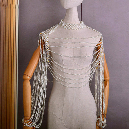 European And American Luxury Beaded Bridal Gown Shawl