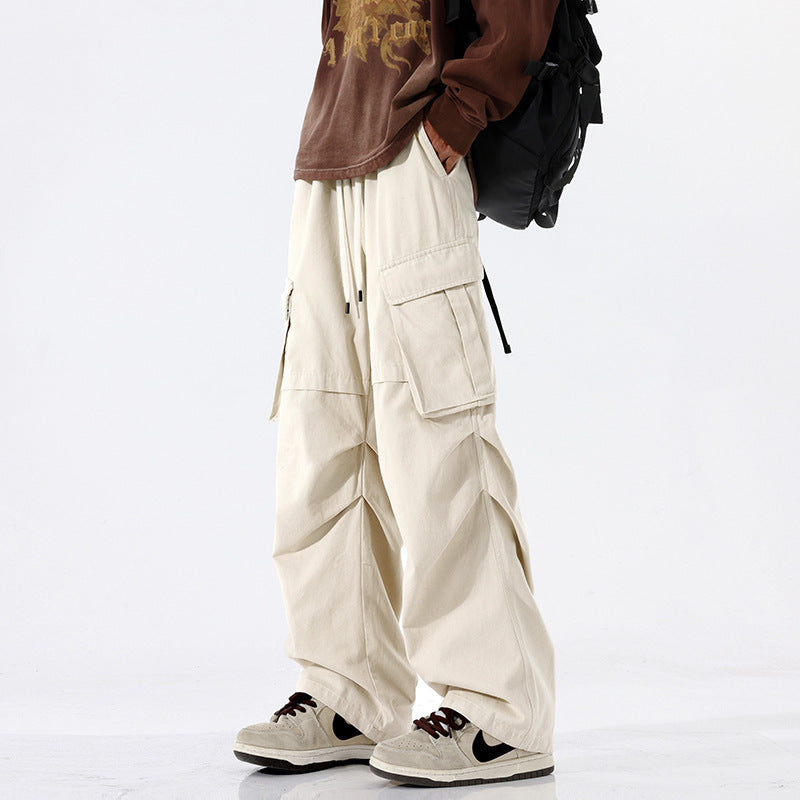 Men's Retro Pleated Straight-Leg Casual Overalls