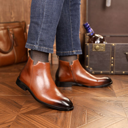 Men's British Side Zipper Leather Martin Boots