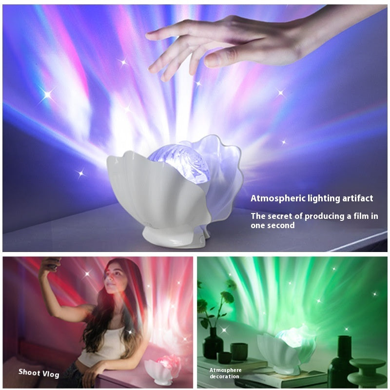 Atmosphere Shell Bedroom Aurora Dream High Sense Colorful Projection Lamp