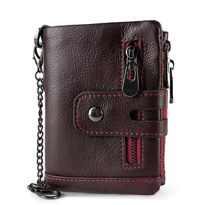 European and American first-layer kraft card bag men's short genuine leather wallet Father's Day gift