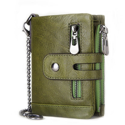 European and American first-layer kraft card bag men's short genuine leather wallet Father's Day gift