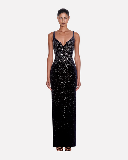 European and American sexy fashion socialite temperament hot diamond suspender backless long dress women's dress