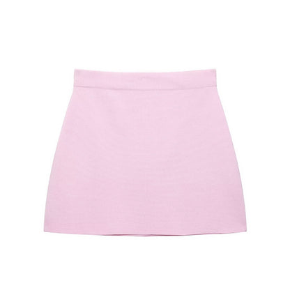 European and American style women's clothing new fashion short sleeved knitted top half skirt set