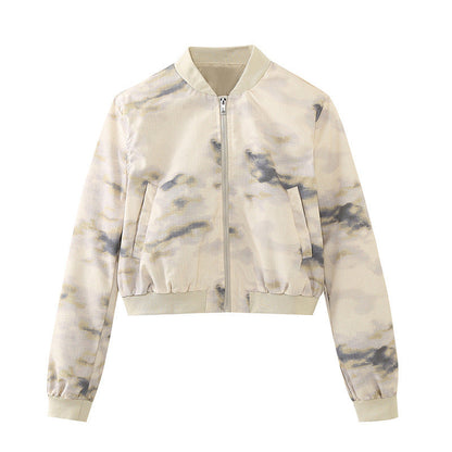 European and American style women's fashion casual tie dye jacket jacket, half skirt set