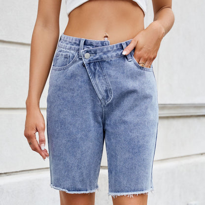 European and American women's loose casual denim shorts