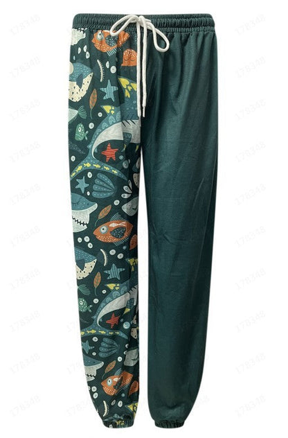European American 3D Digital Printing Loose Couple Pants