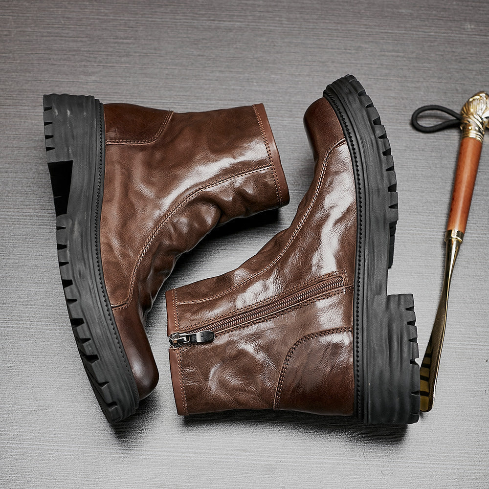 Short Men's High-top Platform Worker Boots