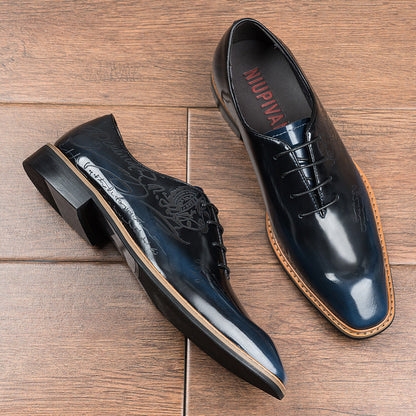 Short Laser Carved Calf Head Leather Shoes