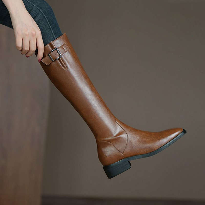 High-grade Below The Knee Slimming Chunky Heel Knight