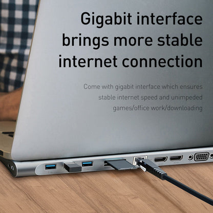 10-Port HDMI VGA USB Hub Docking Station with Cooling Bracket