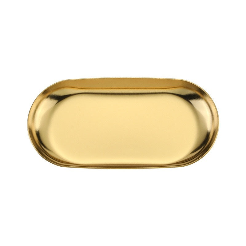 High-end Plate In Instagram Style Oval Stainless Steel Gold Mini Jewelry Tray Small Serving Tray