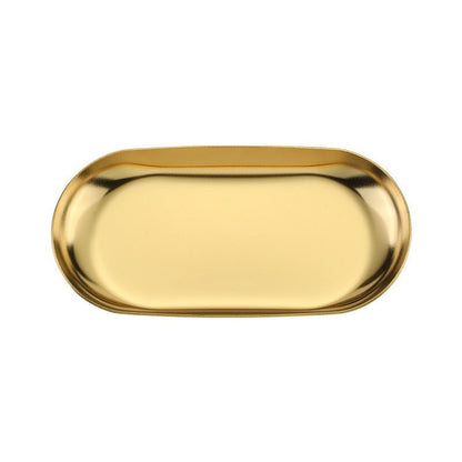 High-end Plate In Instagram Style Oval Stainless Steel Gold Mini Jewelry Tray Small Serving Tray