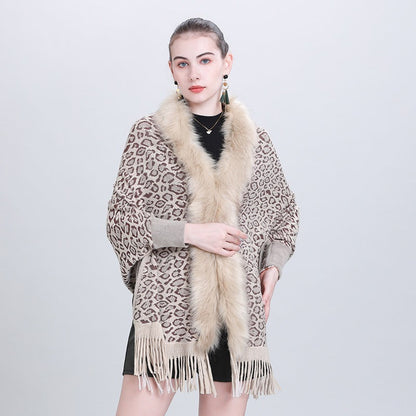 Autumn And Winter New Scarf Faux Fur Collar Knitted Shawl