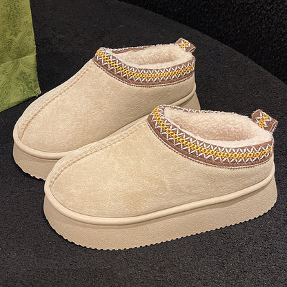Suede Cotton Slippers Women Autumn Winter