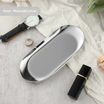 High-end Plate In Instagram Style Oval Stainless Steel Gold Mini Jewelry Tray Small Serving Tray