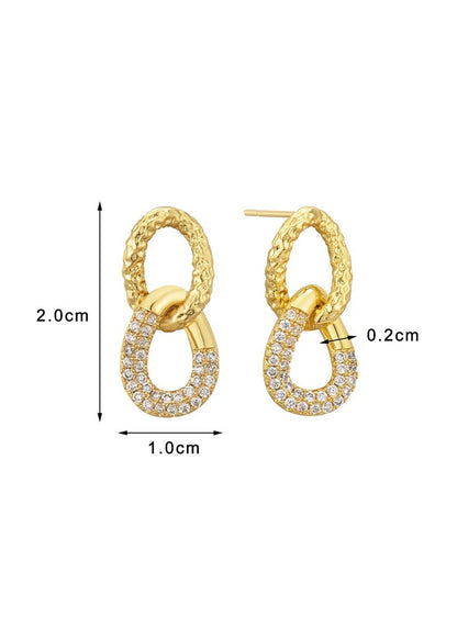 Retro Double Ring Zircon Studs