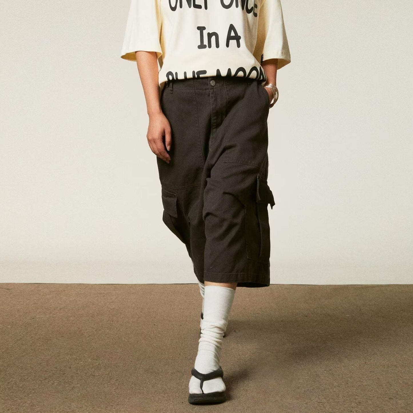 Loose Straight Cargo Cropped Pants