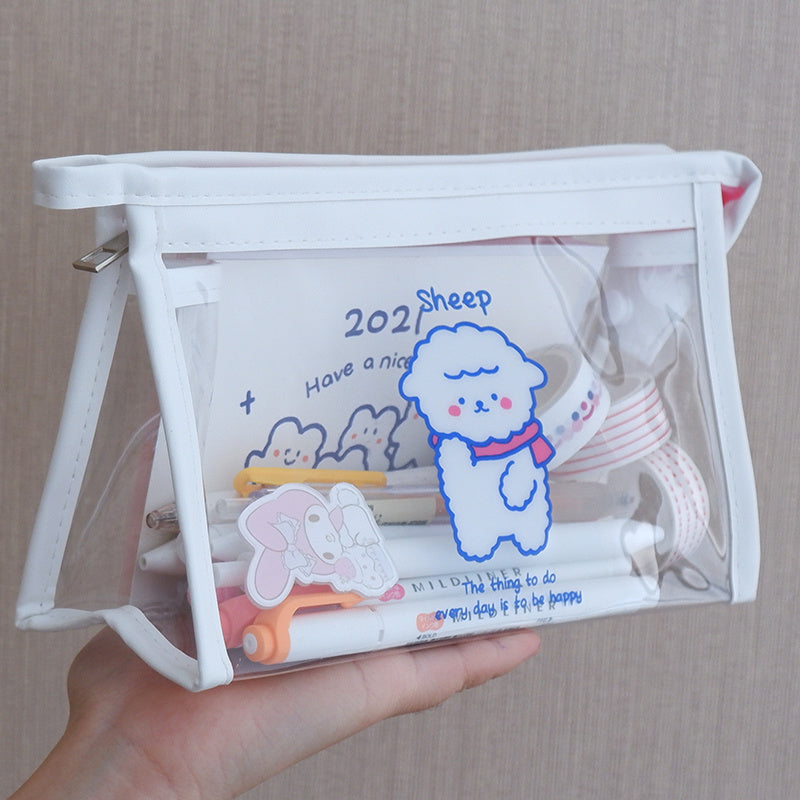 Japanese-Inspired Transparent Pencil Case for Girls