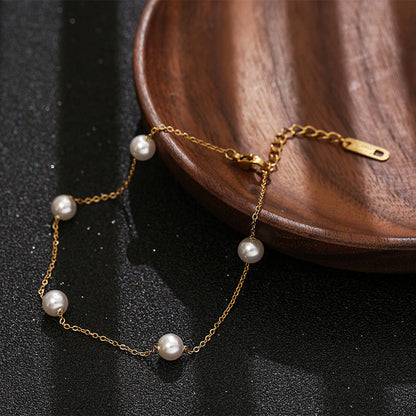 Titanium Steel Pearl Anklet Beach Jewelry