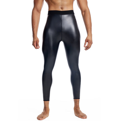 Seamless Butt-lift Mid Waist Fitness Leather Pants