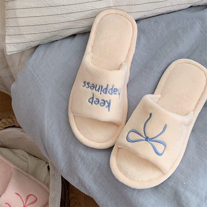New Creative English Letters Ins Style Word Soft Flat Bottom Ladies Cotton Slippers