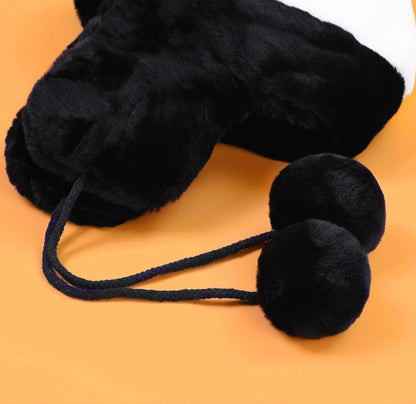Warm Black And White Panda Plush Hat For Children To Thicken In Winter
