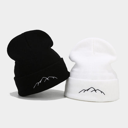 Peak Embroidery Beanie Hat Warm Trendy