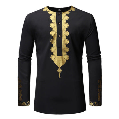 Men's Casual Long Sleeve Bronzing Polyester Shirt