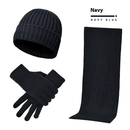 Men's Women's Knitted Wool Hat Scarf Gloves Set
