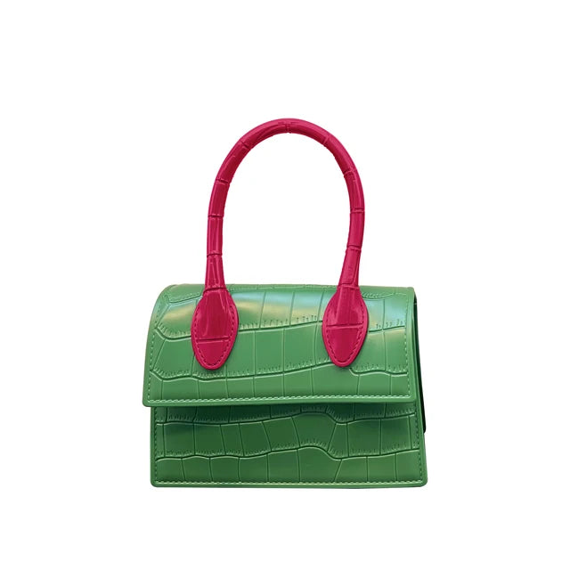 Fashion Crocodile Pattern PVC Women Top Handle Purse Jelly Color Brand Crossbody Bag  Summer Mini Beach Handbag