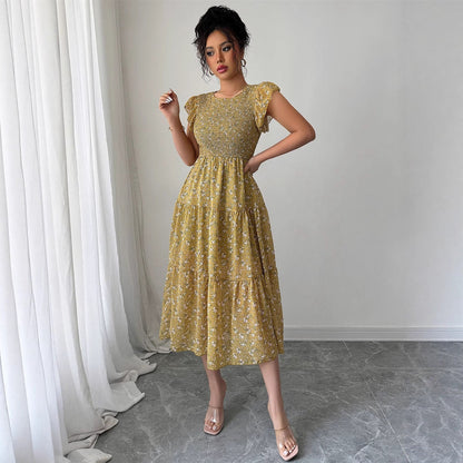 Fashion style floral slim fit dress for women