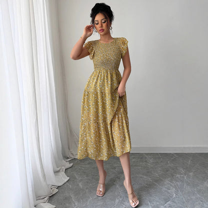 Fashion style floral slim fit dress for women
