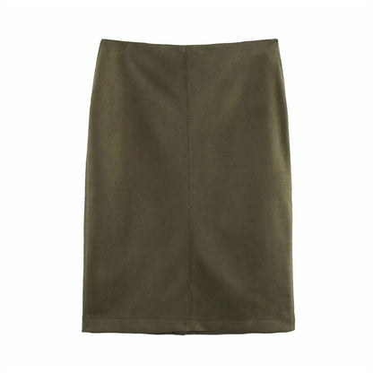 Fashionable lazy suede jacket bomber jacket shorts back skirt jacket set