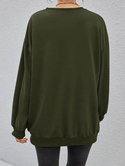 Fashionable round neck long sleeved letter solid color loose hoodie