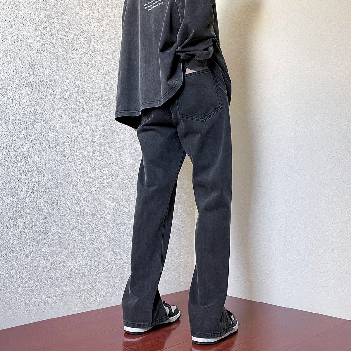 High-end Wide Leg Slimming Motorcycle Stitching Jeans