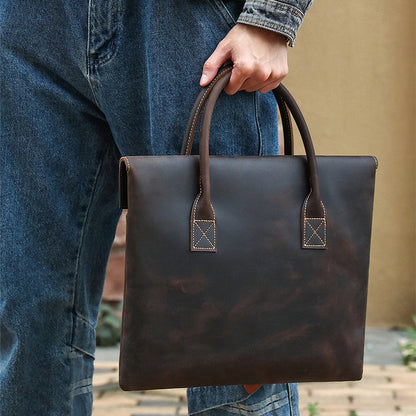 Crazy Horse Leather Men's Handbag